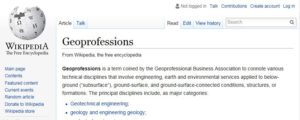 Geoprofessions on Wikipedia